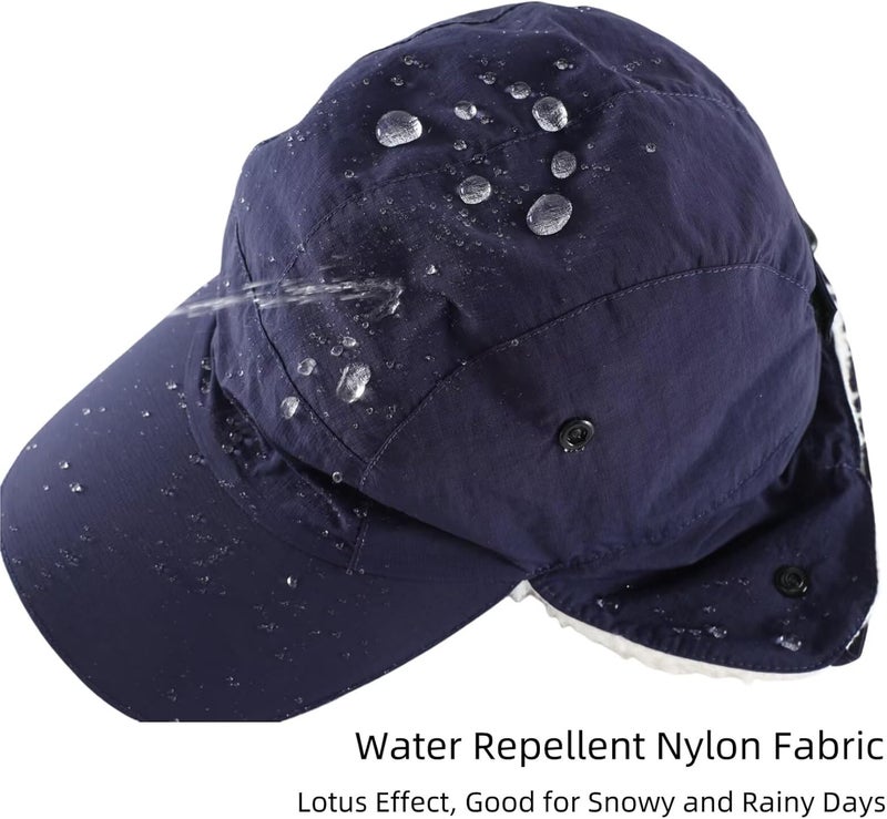 Connectyle Winter Earflap Hat for Men Women Sherpa-Lined Baseball Cap Water-Resistant Reflective Adjustable Sports Hat - Image 3